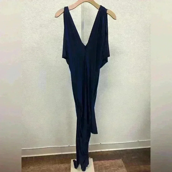 Misa Blue Sleeveless Draped Front V Neck High Low Womens Size XSParty Cocktail - Picture 1 of 5